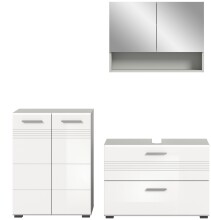 Badezimmer-Set >Copa< in Hellgrau / Weiß Hochglanz - 155x190x32cm (BxHxT)