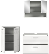 Badezimmer-Set >Copa< in Hellgrau / Weiß Hochglanz - 155x190x32cm (BxHxT)