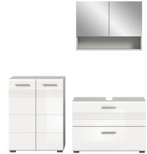 Badezimmer-Set >Copa< in Hellgrau / Weiß Hochglanz - 155x190x32cm (BxHxT)