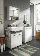 Badezimmer-Set >Copa< in Hellgrau / Weiß Hochglanz - 155x190x32cm (BxHxT)