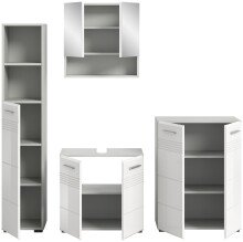 Badezimmer-Set >Copa< in Hellgrau / Weiß Hochglanz - 155x190x32cm (BxHxT)