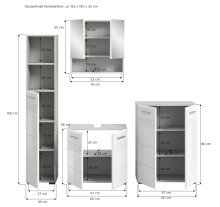 Badezimmer-Set >Copa< in Hellgrau / Weiß Hochglanz - 155x190x32cm (BxHxT)