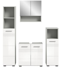 Badezimmer-Set >Copa< in Hellgrau / Weiß Hochglanz - 150x190x32cm (BxHxT)