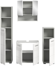 Badezimmer-Set >Copa< in Hellgrau / Weiß Hochglanz - 150x190x32cm (BxHxT)