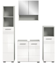Badezimmer-Set >Copa< in Hellgrau / Weiß Hochglanz - 150x190x32cm (BxHxT)