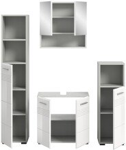 Badezimmer-Set >Copa< in Hellgrau / Weiß Hochglanz - 150x190x32cm (BxHxT)