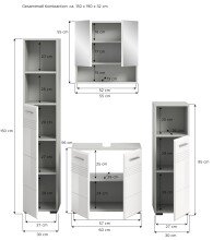 Badezimmer-Set >Copa< in Hellgrau / Weiß Hochglanz - 150x190x32cm (BxHxT)