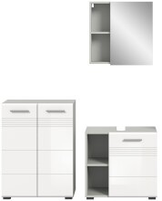 Badezimmer-Set >Copa< in Hellgrau / Weiß Hochglanz - 135x190x32cm (BxHxT)