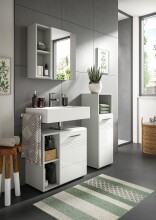 Badezimmer-Set >Copa< in Hellgrau / Weiß Hochglanz - 135x190x32cm (BxHxT)