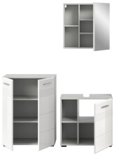 Badezimmer-Set >Copa< in Hellgrau / Weiß Hochglanz - 135x190x32cm (BxHxT)