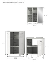 Badezimmer-Set >Copa< in Hellgrau / Weiß Hochglanz - 135x190x32cm (BxHxT)