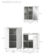 Badezimmer-Set >Copa< in Hellgrau / Weiß Hochglanz - 135x190x32cm (BxHxT)