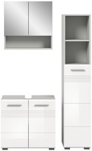 Badezimmer-Set >Copa< in Hellgrau / Weiß Hochglanz - 105x190x32cm (BxHxT)