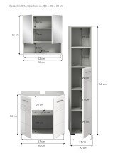 Badezimmer-Set >Copa< in Hellgrau / Weiß Hochglanz - 105x190x32cm (BxHxT)