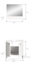 Waschbeckenunterschrank >Boston< in Weiß - 57x44x33cm (BxHxT)