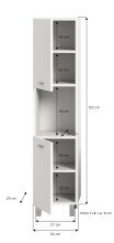 Hochschrank >Boston< in Weiß - 30x125x29cm (BxHxT)