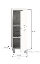 Hochschrank >Boston< in Weiß - 30x80x29cm (BxHxT)