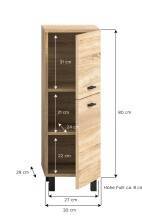 Hochschrank >Boston< in Eiche Sonoma - 30x80x29cm (BxHxT)