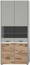 Vitrine >Celino< in Hellgrau - 85x195x37cm (BxHxT)
