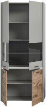 Vitrine >Celino< in Hellgrau - 85x195x37cm (BxHxT)
