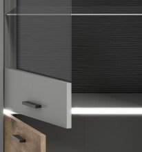 Vitrine >Celino< in Hellgrau - 85x195x37cm (BxHxT)