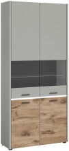 Vitrine >Celino< in Hellgrau - 85x195x37cm (BxHxT)