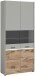 Vitrine >Celino< in Hellgrau - 85x195x37cm (BxHxT)