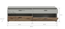 Lowboard >Celino< in Hellgrau - 185x51x43cm (BxHxT)