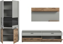 Wohnwand >Celino< in Hellgrau - 285x195x43cm (BxHxT)