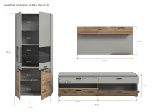 Wohnwand >Celino< in Hellgrau - 285x195x43cm (BxHxT)