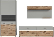 Wohnwand >Celino< in Hellgrau - 285x195x43cm (BxHxT)
