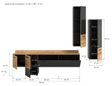 Wohnwand >Goal< in Grau - 247x196x37cm (BxHxT)