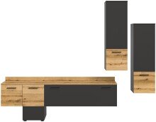 Wohnwand >Goal< in Grau - 247x196x37cm (BxHxT)