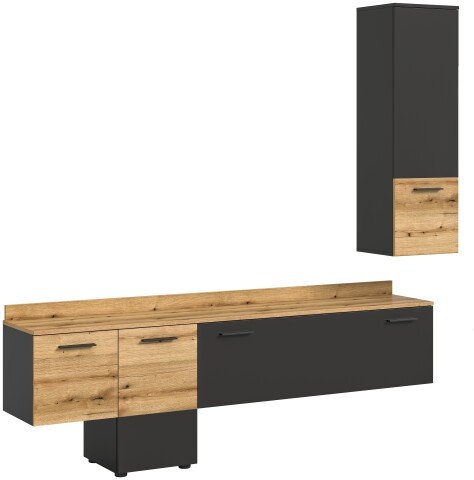 Wohnwand >Goal< in Grau - 195x196x37cm (BxHxT)