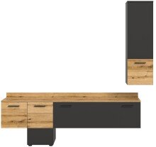 Wohnwand >Goal< in Grau - 195x196x37cm (BxHxT)