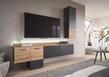 Wohnwand >Goal< in Grau - 195x196x37cm (BxHxT)