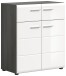 Schuhkommode >Salsa< in Rauchsilber / Weiß Hochglanz - 80x90x37cm (BxHxT)