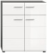 Schuhkommode >Salsa< in Rauchsilber / Weiß Hochglanz - 80x90x37cm (BxHxT)