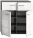 Schuhkommode >Salsa< in Rauchsilber / Weiß Hochglanz - 80x90x37cm (BxHxT)