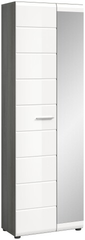 Garderobenschrank >Salsa< in Rauchsilber / Weiß Hochglanz - 60x192x37cm (BxHxT)