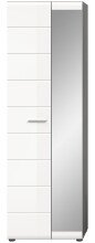 Garderobenschrank >Salsa< in Rauchsilber / Weiß Hochglanz - 60x192x37cm (BxHxT)