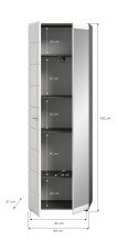 Garderobenschrank >Salsa< in Rauchsilber / Weiß Hochglanz - 60x192x37cm (BxHxT)