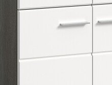 Garderobenschrank >Salsa< in Rauchsilber / Weiß Hochglanz - 60x192x37cm (BxHxT)