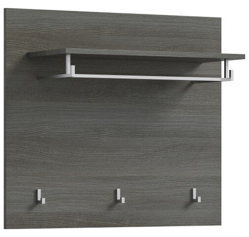 Garderobenpaneel >Salsa< in Rauchsilber / Weiß Hochglanz - 80x70x27cm (BxHxT)