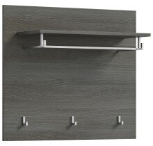 Garderobenpaneel >Salsa< in Rauchsilber / Weiß Hochglanz - 80x70x27cm (BxHxT)