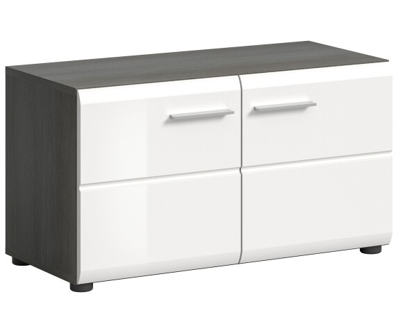 Sitzbank >Salsa< in Rauchsilber / Weiß Hochglanz - 80x44x37cm (BxHxT)