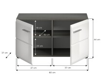 Sitzbank >Salsa< in Rauchsilber / Weiß Hochglanz - 80x44x37cm (BxHxT)