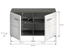 Sitzbank >Salsa< in Rauchsilber / Weiß Hochglanz - 80x44x37cm (BxHxT)