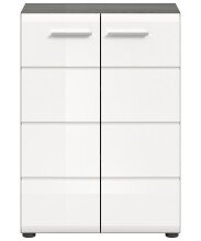 Kommode >Salsa< in Rauchsilber / Weiß Hochglanz - 60x85x37cm (BxHxT)