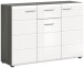 Kommode >Salsa< in Rauchsilber / Weiß Hochglanz - 120x85x37cm (BxHxT)